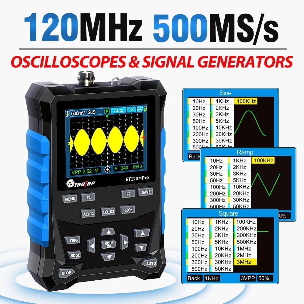 TOOLTOP ET120MPro Portable 120 - Digital Storage Oscilloscope 100Mhz ulasan dan harga